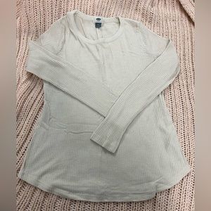 Old Navy White Ribbed Long Sleeve